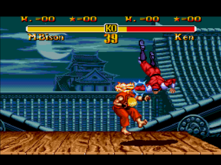 The shadowy M.Bison attacks from the air